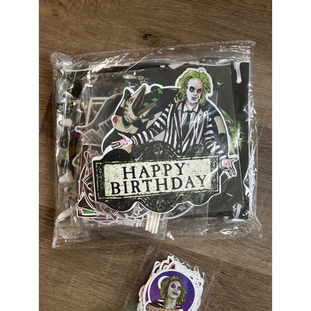 Beetlejuice Party Supplies, Birthday Decorations, Green, Black